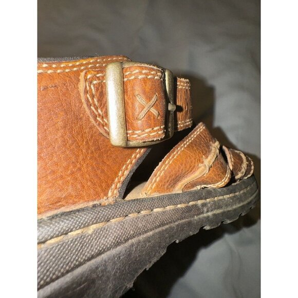 Vintage Journeys Sandals Brown Leather Fisherman chunky 90's Y2K P501 sz 11 - Picture 2 of 9